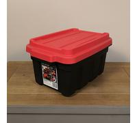Samuel Alexander 11L Black and Red Small Tuff Stackable Storage Box with Lid and Carry Handles