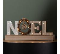 Samuel Alexander 12Cm Battery Operated Light Up Wooden Noel Christmas Decoration With Snowflake & 18 Warm White Leds