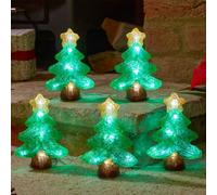 Samuel Alexander 12cm Set of 5 Battery Operated Light up Christmas Tree Ornaments with 50 Cool White LEDs