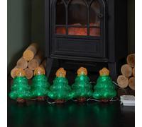Samuel Alexander 12Cm Set Of 5 Battery Operated Light Up Christmas Tree Ornaments With 50 Cool White Leds