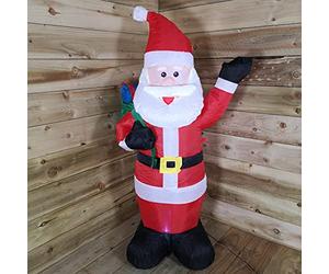 Samuel ALEXANDER 130cm (4ft) Inflatable LED Outdoor Christmas Standing Santa with Gift in Sack