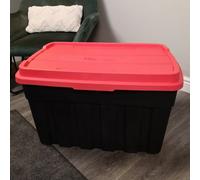 Samuel Alexander 140L Black And Red Tuff Stackable Storage Box With Lid And Carry Handles