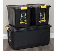 Samuel Alexander 145L & 2 x 60L Heavy Duty Lockable Stackable Storage Trunks on Wheels in Black Samuel Alexander Black