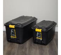 Samuel Alexander 145L & 75L Heavy Duty Lockable Stackable Storage Trunks on Wheels in Black Samuel Alexander Black