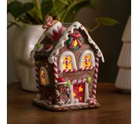 Samuel Alexander 14Cm Battery Operated Light Up Gingerbread Candy Cottage With Warm White Leds