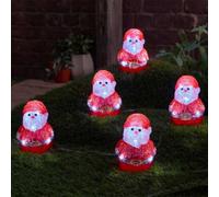 Samuel Alexander 14Cm Set Of 5 Battery Operated Light Up Christmas Santa Ornaments With 40 Cool White Leds