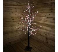 Samuel Alexander 150cm 5ft Christmas Lit Black Twig Berry Tree 500 Warm White LED