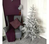 Samuel Alexander 150Cm 5Ft Grey Frosted Grandis Fir Pe Or Pvc Mix Hinged Festive Christmas Tree 1038 Tips