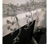 Samuel Alexander 150cm Christmas Silver Glitter Leaf Garland with Hanging Loop