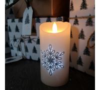 Samuel Alexander 15Cm Battery Operated Glitter Snowflake Dancing Led Candle Christmas Decoration With Round Lines