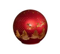 Samuel ALEXANDER 15cm Battery Operated Light up Santa Glass Ball in Red with Warm White LEDs