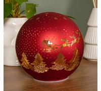 Samuel Alexander 15cm Battery Operated Light up Santa Glass Ball in Red with Warm White LEDs