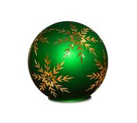 Samuel ALEXANDER 15cm Battery Operated Light up Snowflake Glass Ball in Green with Warm White LEDs