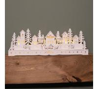 Samuel Alexander 15cm Battery Operated Light up Wooden House Scene with 15 Warm White LEDs Samuel Alexander White