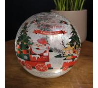 Samuel Alexander 15Cm Battery Operated Twinkling Warm White Led Crackle Effect Ball Christmas Decoration With Santa And Friends In Train