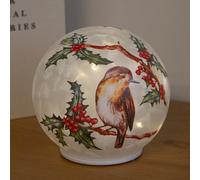 Samuel Alexander 15Cm Light Up Christmas Robin Glass Ball With Warm White Leds