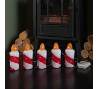 Samuel Alexander 15Cm Set Of 5 Battery Operated Light Up Christmas Candle Ornaments With 30 Cool White Leds