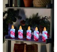 Samuel Alexander 15cm Set of 5 Battery Operated Light up Christmas Candle Ornaments with 30 Cool White LEDs
