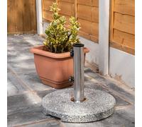 Samuel Alexander 15Kg Round Granite Garden Parasol Or Umbrella Base Weight Stainless Steel Pole