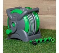 Samuel Alexander 15m Compact Garden Hose Pipe Reel & 5 Nozzle Spray Gun in Blue Samuel Alexander Blue