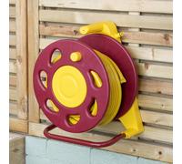 Samuel Alexander 15m Pro Wall Mounted Garden Hose Pipe with Spray Nozzle & Storage Reel in Yellow Samuel Alexander Yellow