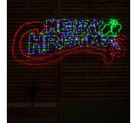 Samuel Alexander 185Cm X 70Cm Light Up Hanging Merry Christmas Rope Light With Multi-Action Leds