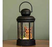 Samuel Alexander 18Cm Battery Operated Led Christmas Glitter Water Spinner Black Lantern Dog & Tree Scene