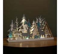 Samuel ALEXANDER 18cm Battery Operated Light up Christmas Reindeer Wooden Scene with Warm White LEDs