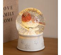 Samuel Alexander 18Cm Dual Powered Robin Christmas Led Water Spinner Snow Globe With Warm White Lights