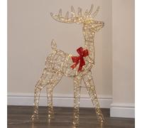 Samuel Alexander 1M Light Up Gold Twist Christmas Standing Reindeer With 300 Warm White Leds