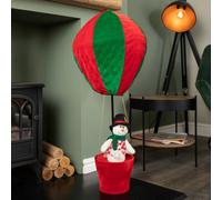 1m Tall Plush Snowman Christmas Hot Air Balloon with Extension Pole Hanging or Table Decoration