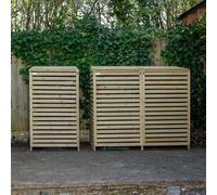 Samuel Alexander 2.02M X 1.22M Large Wooden Outdoor Garden Triple Wheelie Bin Store Storage For 3 Bins