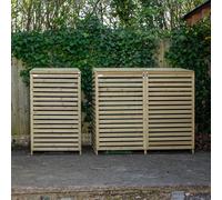 Samuel Alexander 2.02m x 1.22m Large Wooden Outdoor Garden Triple Wheelie Bin Store Storage for 3 Bins in Brown Samuel Alexander Brown