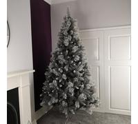 Samuel Alexander 2.1M (7Ft) Silver Glitter Tip Fir Festive Christmas Tree In Grey Pvc