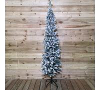 Samuel Alexander 2.2M (7.5Ft) Snow Flocked Spruce Pine Slim Christmas Tree In Green