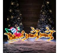 Samuel Alexander 2.3m LED Tinsel Garland Santa with Sleigh and Reindeer Rope Light Christmas Decoration