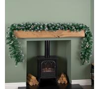 Samuel Alexander 2.7m (9ft) Green Snow Tipped Christmas Garland with White Berries & Pine Cones Samuel Alexander Green