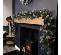 Samuel Alexander 2.7M Green Mixed Needle Christmas Garland With Pine Cones And Red Berries