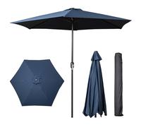 Samuel ALEXANDER 2.7m Havana Garden Patio umbrella Parasol with Crank Handle and Cover (Blue)