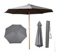 Samuel ALEXANDER 2.7m Outdoor Wooden Garden Parasol Sun Shade with Carry Bag in Grey
