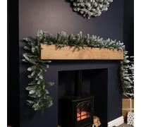 Samuel Alexander 2.7M Snowy Plain Green Christmas Garland With 200 Tipped Christmas Garland Decoration Xmas Garlands Decoration For Stairs, Fireplaces