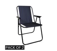 Samuel Alexander 2 Pack Black Lightweight Foldable Canvas Chair with Plastic Armrests Rests Samuel Alexander Black