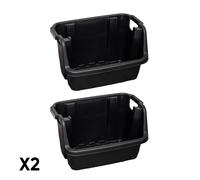 Samuel Alexander 2 Pack of 36x 59cm Heavy Duty Stackable Pick Bin Crates in Black | Size: 36x 59 cm Samuel Alexander Black 36x 59 cm