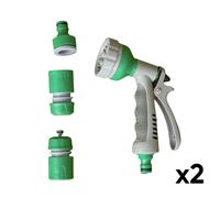 Samuel Alexander 2 Pack of 6 Pattern Garden Hose Pipe Spray Gun Set with Fittings in Green Samuel Alexander Green