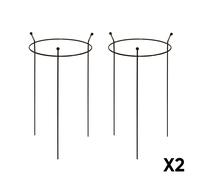 Samuel Alexander 2 Pack of Small 60cm x 35cm Heavy Duty Black Steel Herbaceous Garden Plant Support Ring | Size: 60 cm x 35 cm Samuel Alexander Black 60 cm x 35 cm