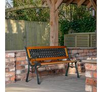 Samuel Alexander 2 Seater Outdoor Wooden Cast Iron With Lattice Design Garden Patio Bench