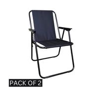 Samuel Alexander 2 X Foldable Garden Chairs Fixed Position Garden Chairs With Black Frame And Black Fabric