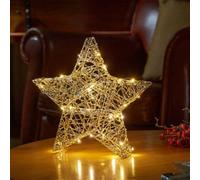 Samuel Alexander 20Cm Battery Operated Gold Weave Wonder Starlet Christmas Star With Leds