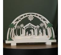 Samuel Alexander 20Cm Battery Operated Warm White Led Wooden Arch Nativity Scene Christmas Decoration