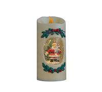 Samuel Alexander 20cm Christmas Pillar Candle Water Spiner with Santa & LEDs in White Samuel Alexander White